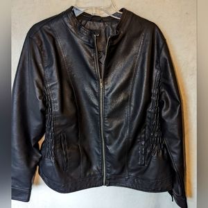 Black Moto Style Faux Leather Jacket